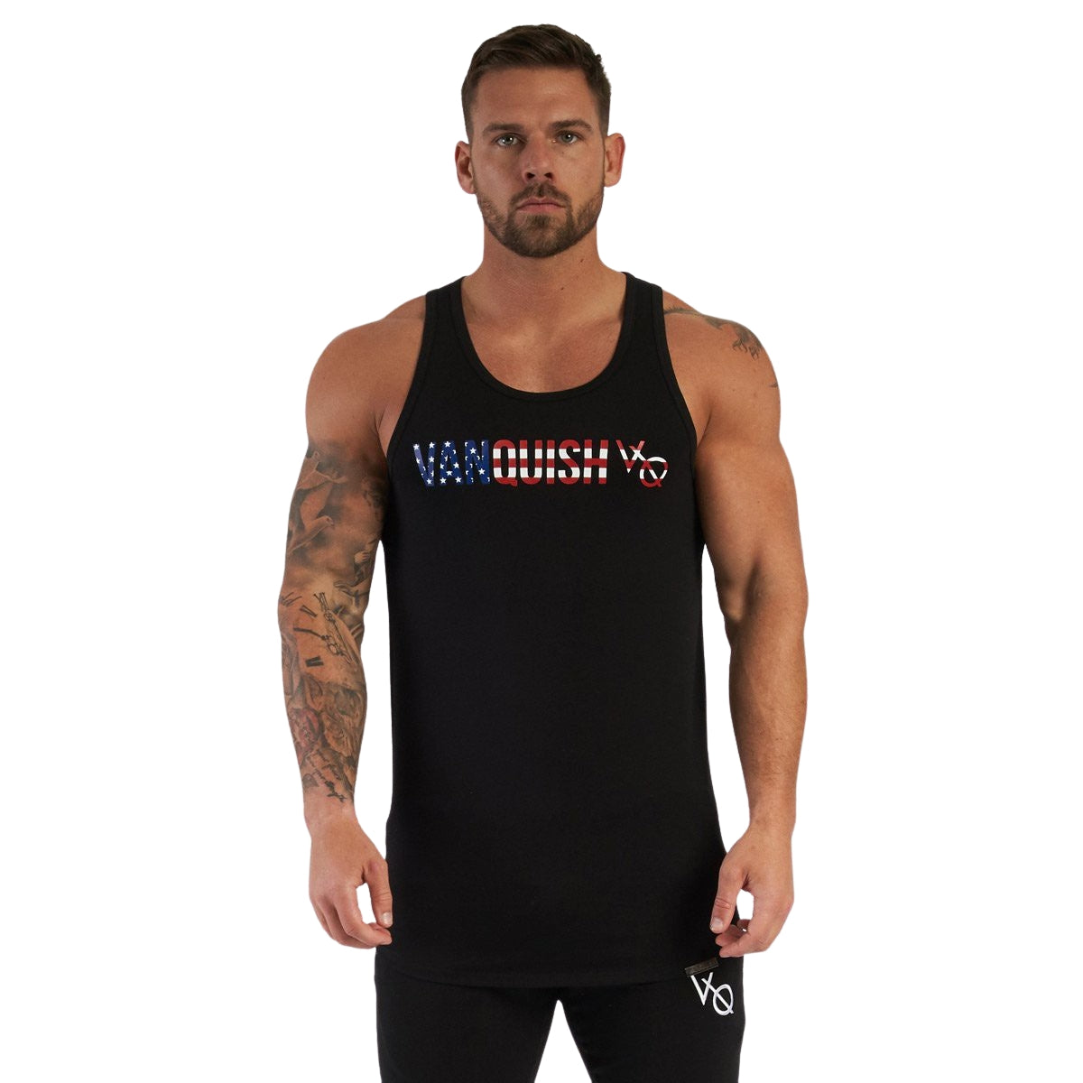 VANQUISH(ヴァンキッシュ) Tシャツ TRIUMPH USAタンク / ブラック 1枚目の画像