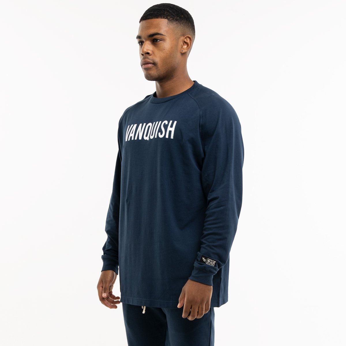 VANQUISH FITNESS Tシャツ オーバーサイズ ウォームアップ / ネイビー 2枚目の画像