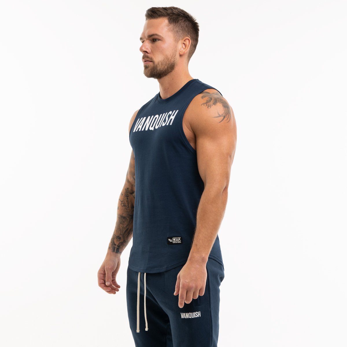 VANQUISH FITNESS Tシャツ ウォームアップ / ネイビー 2枚目の画像