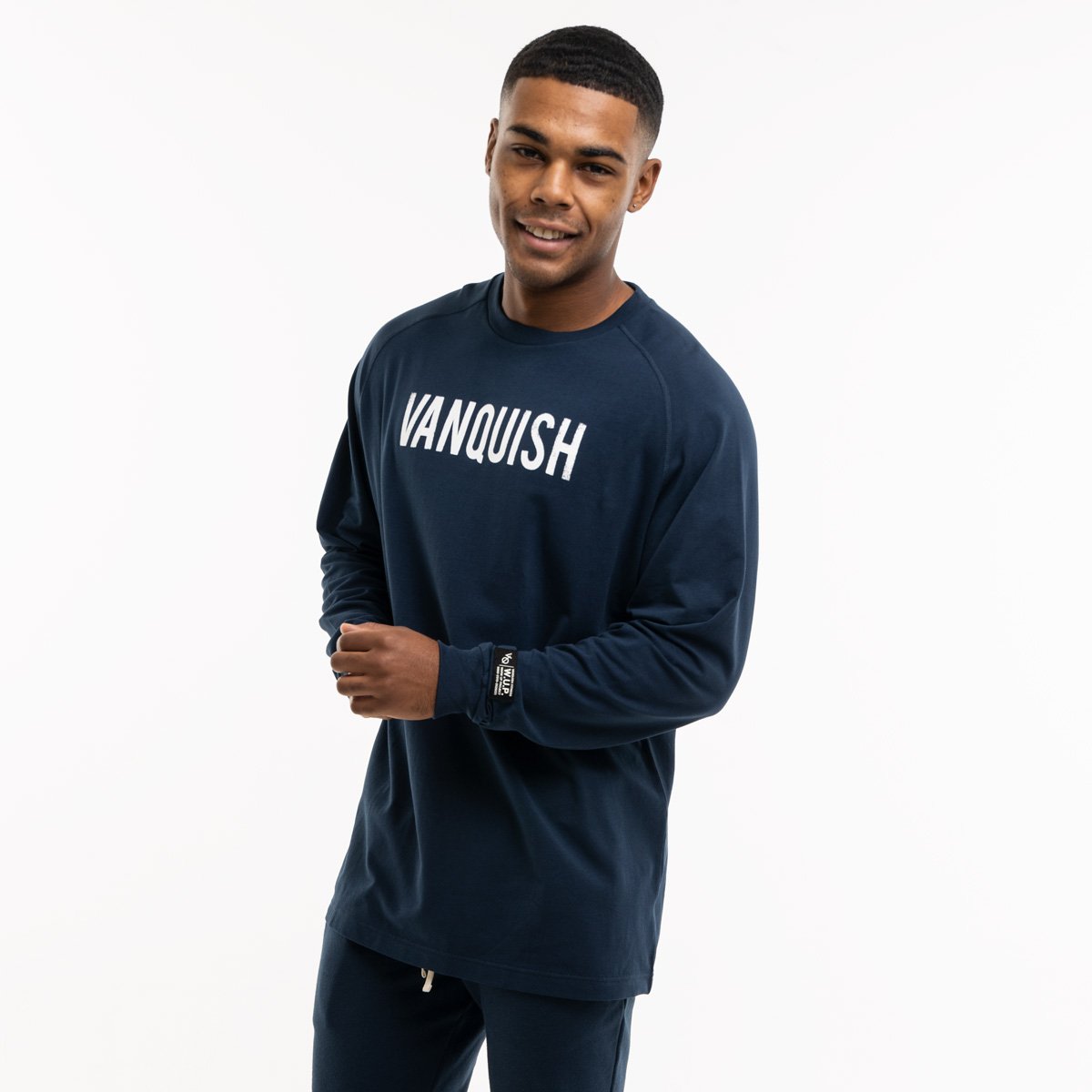 VANQUISH FITNESS Tシャツ オーバーサイズ ウォームアップ / ネイビー 4枚目の画像