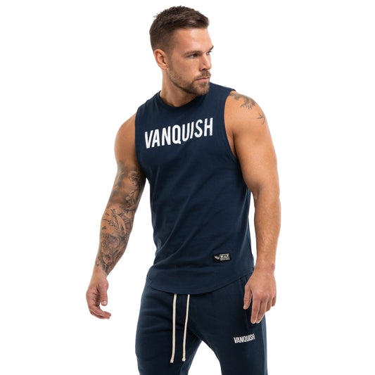 VANQUISH FITNESS Tシャツ ウォームアップ / ネイビー 1枚目の画像