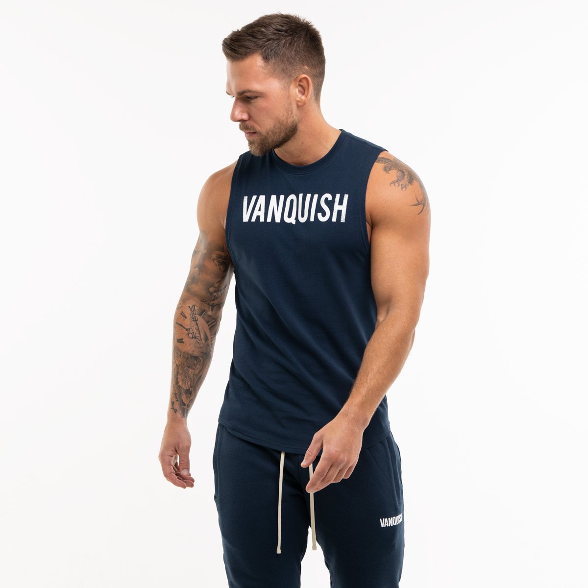 VANQUISH FITNESS Tシャツ ウォームアップ / ネイビー 4枚目の画像